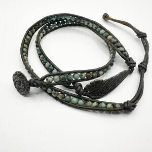 SOAR Wrap Bracelet Beaded Feather Angel Wing Beads Boho Festival Western